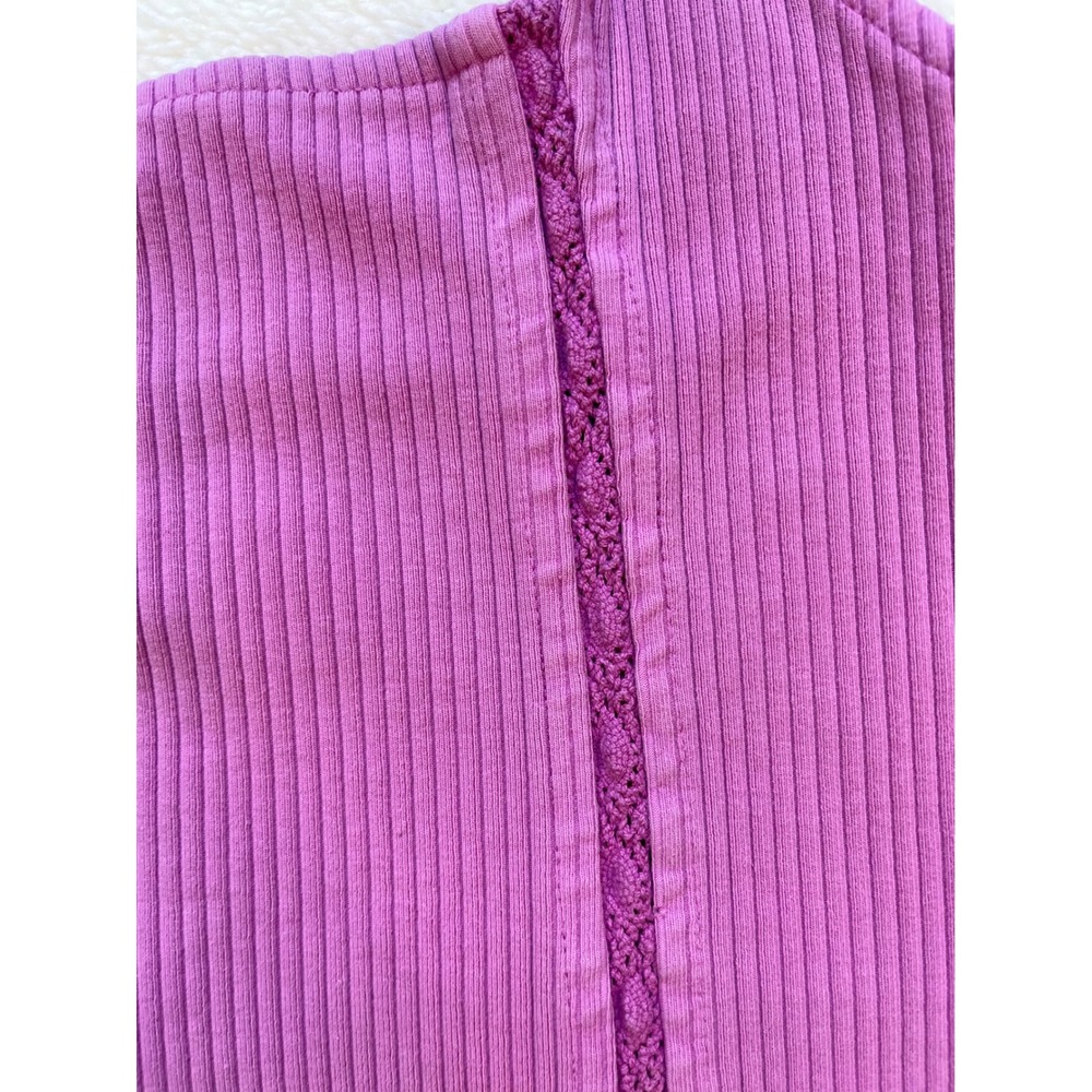 American Eagle Halter Top Women Dusty Rose  Ribbed Crochet Lace Trim -Medium - Picture 4 of 8